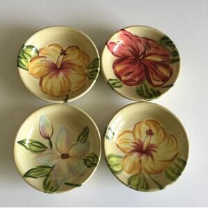 Tabletop Lifestyles Tropical Hibiscus Hand Painted Dip Bowls